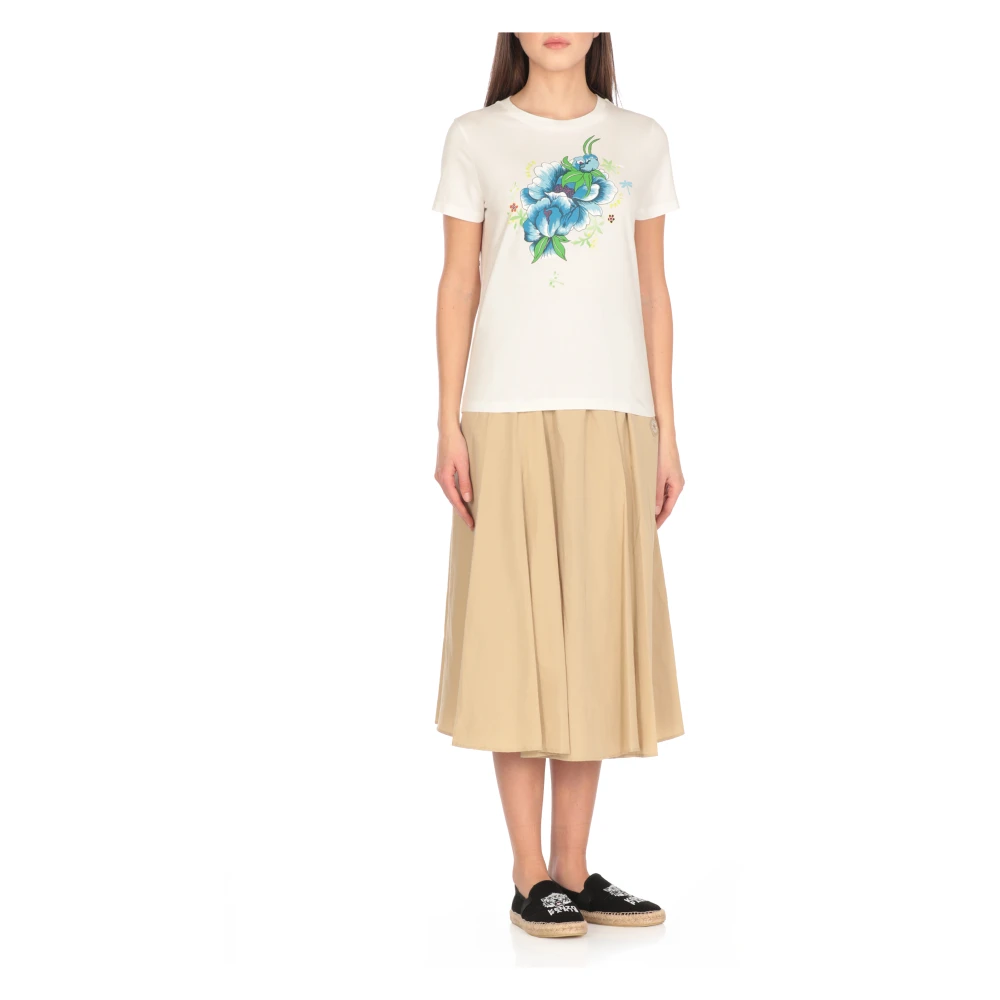 Kenzo Wit Katoenen T-shirt met Logoprint White Dames