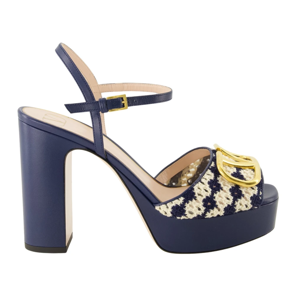 Valentino Garavani Blue Vlogo Signature Platform Sandal - Female - High Heel Sandals - 6 Uk - Shoes