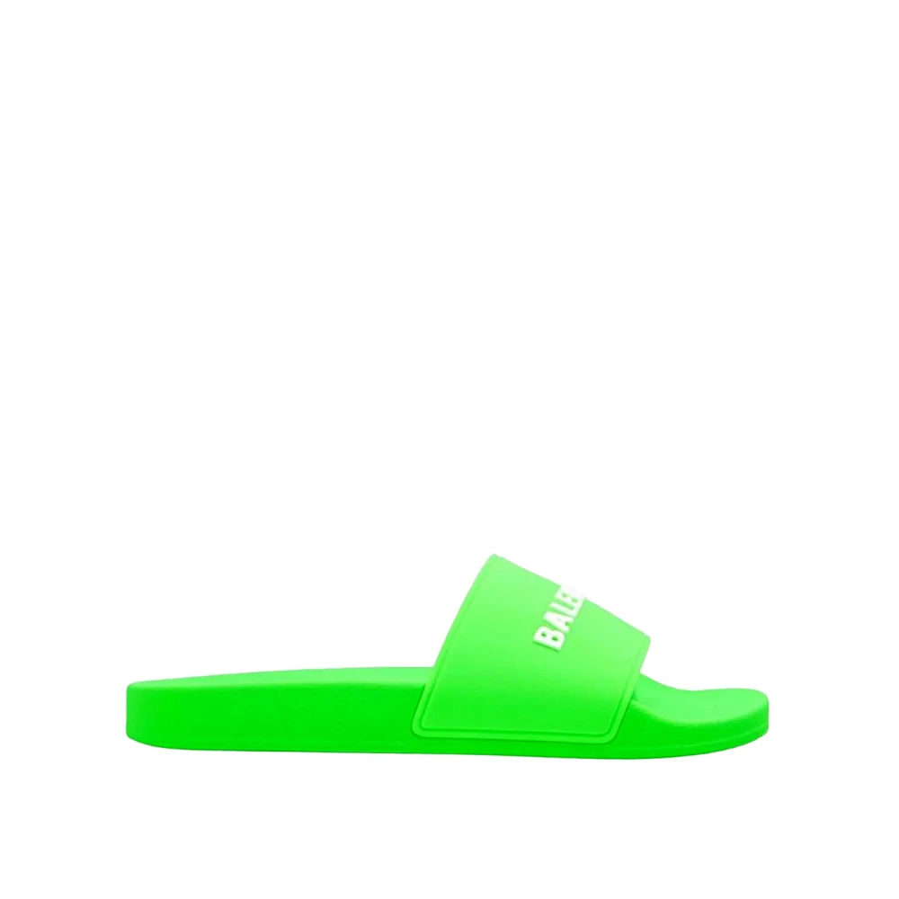 Balenciaga Ikoniska Logo Sliders för Sommarstil Green, Dam