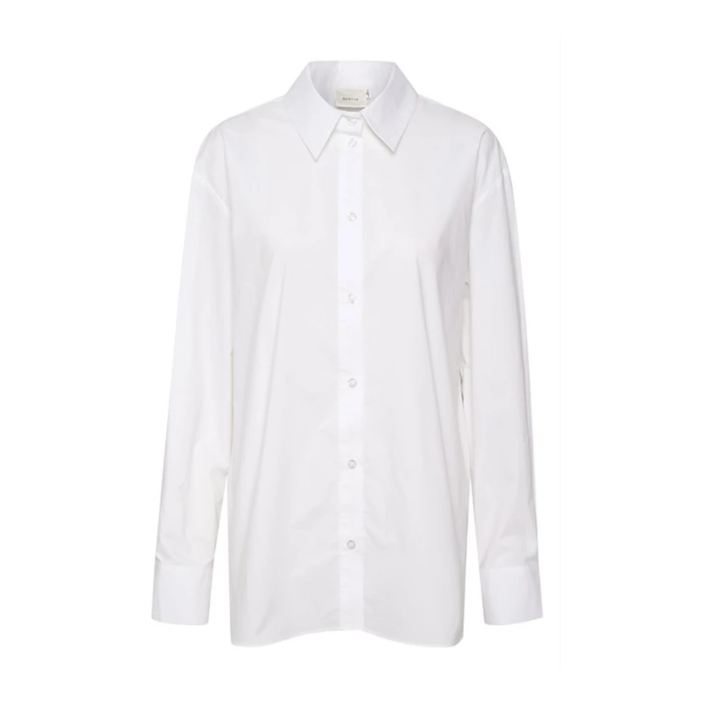 Gestuz Women's White Oversized Shirt With Collar - Shirts - Xs - Blouses & Shirts