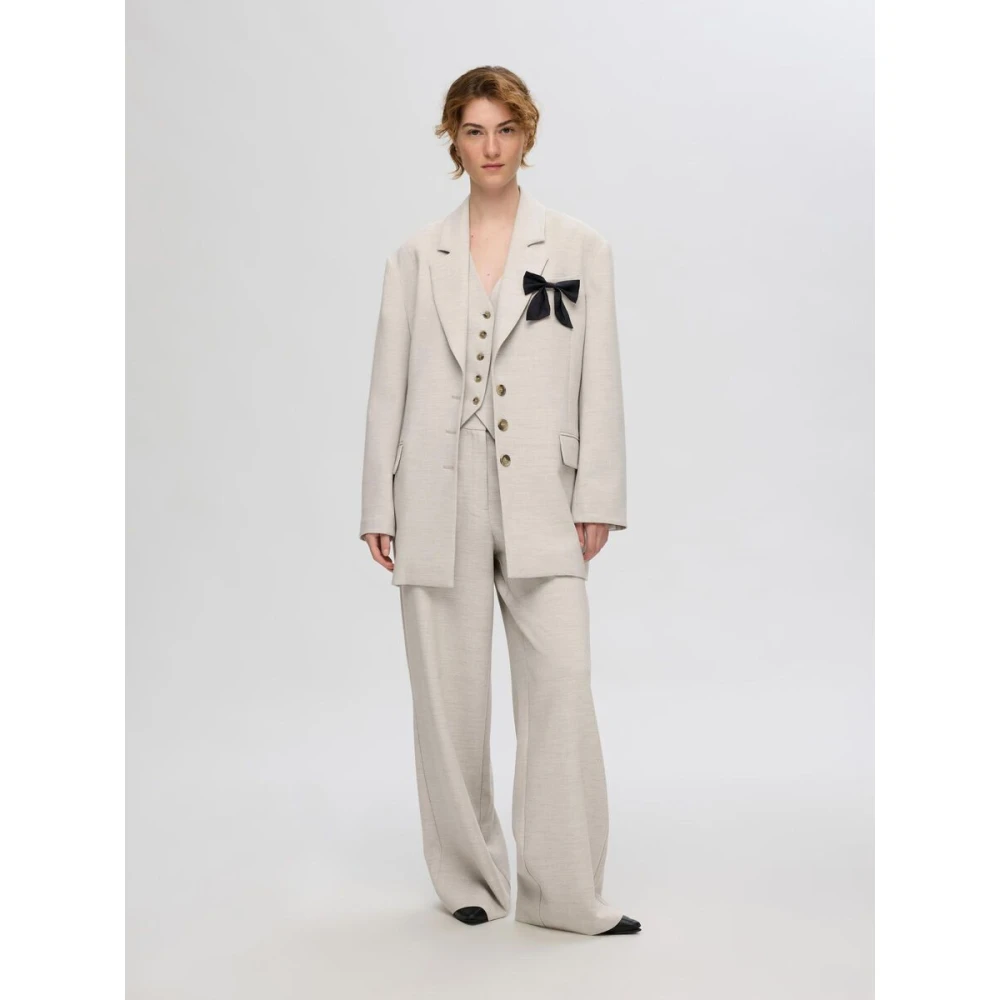 Selected Femme Oversized Jas met Kant Revers Beige Dames