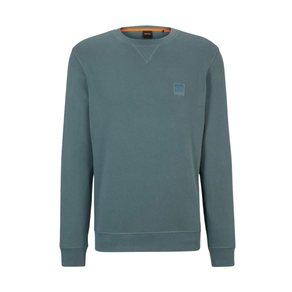 Hugo Boss Relaxed-fit sweatshirt van katoen met logopatch Green Heren