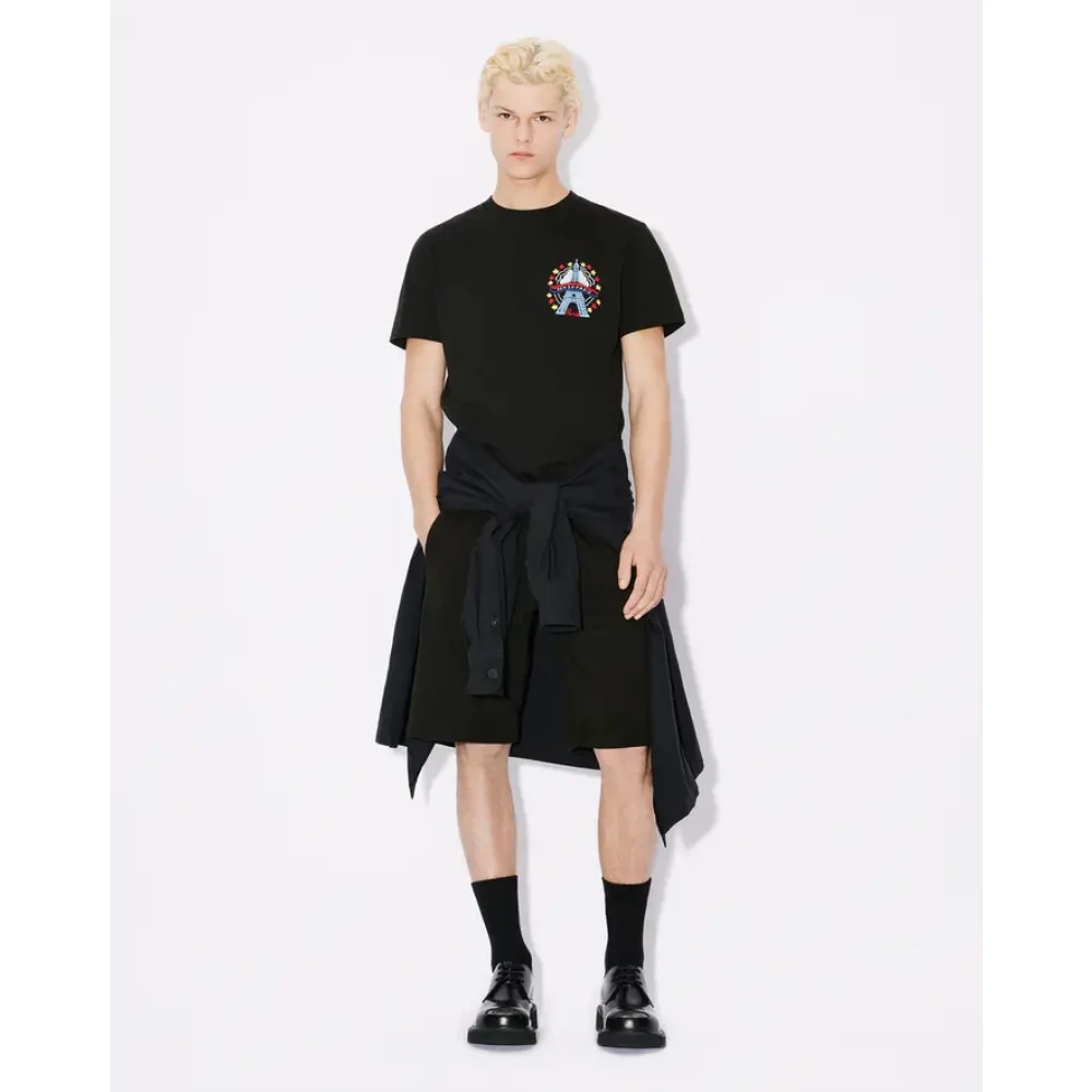 Kenzo Eiffeltoren Geborduurd Slim Fit T-shirt Black Heren