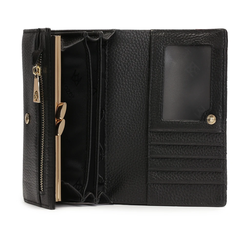 Kazar Stijlvolle zwarte portemonnee met quilten en strass Black Dames
