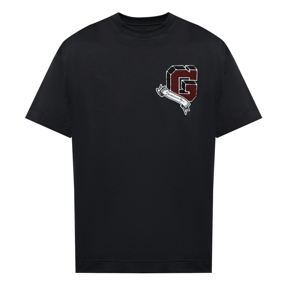 Givenchy Zwarte Katoenen T-shirt met G Applicatie Black Heren