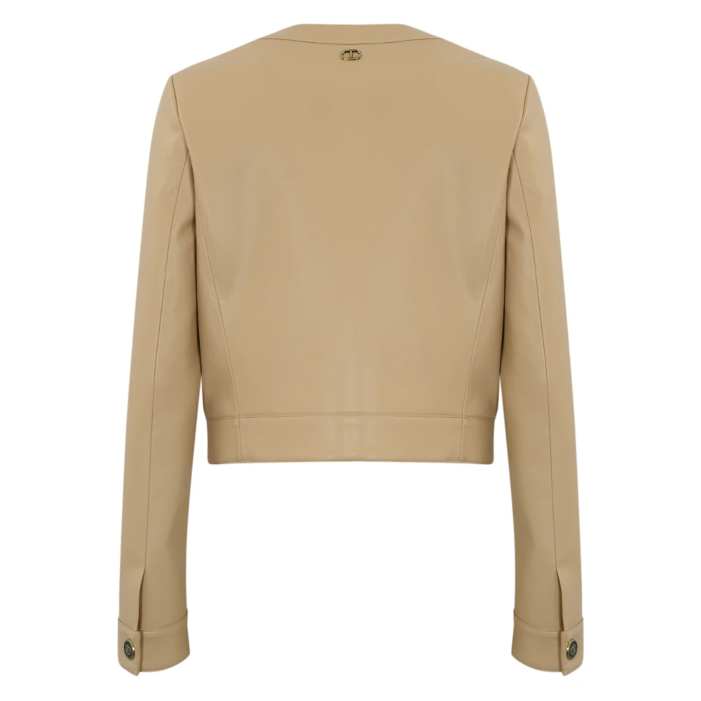 Twinset Imitatieleren jas Yellow Dames