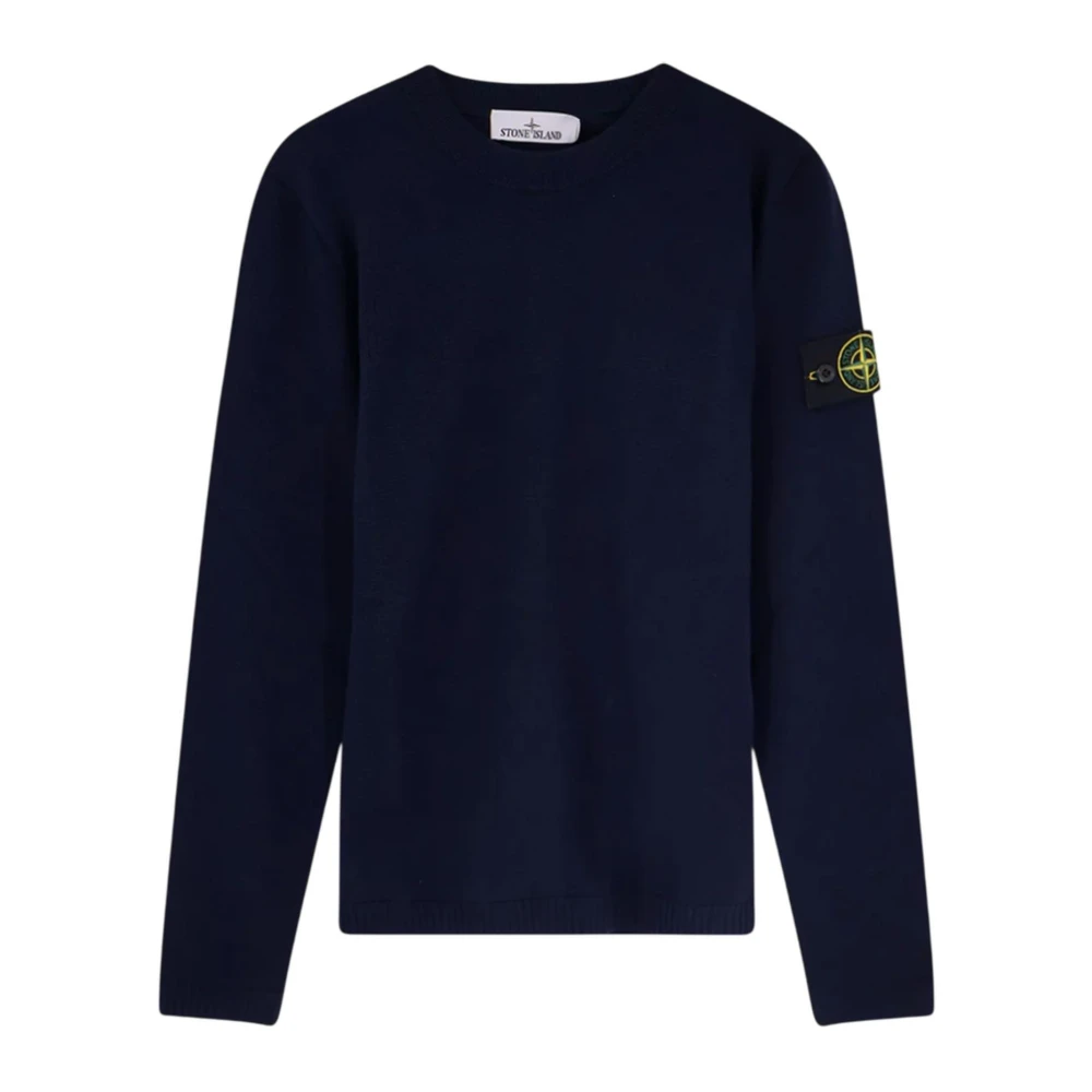 Stone Island Blue Round-Neck Knitwear, Male, 2XL, Jumper