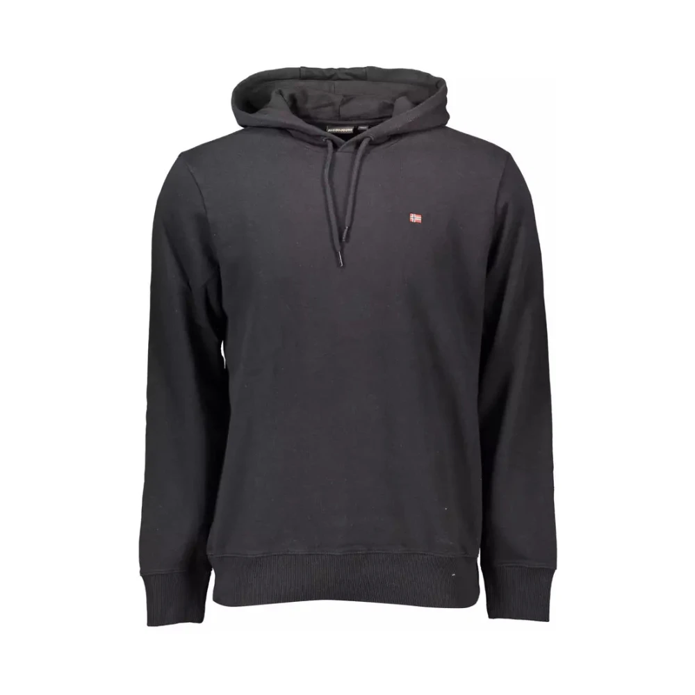 Napapijri Men's Black Hoodies, Xl, Cotton Hooded Jumper