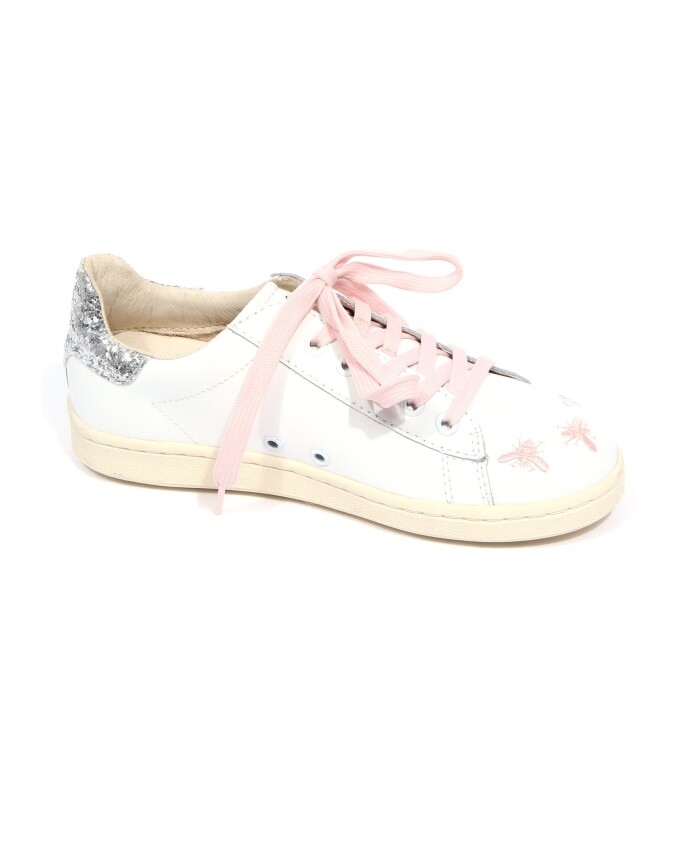 chaussure-enfant-cuir-blanc-rose-paillettes