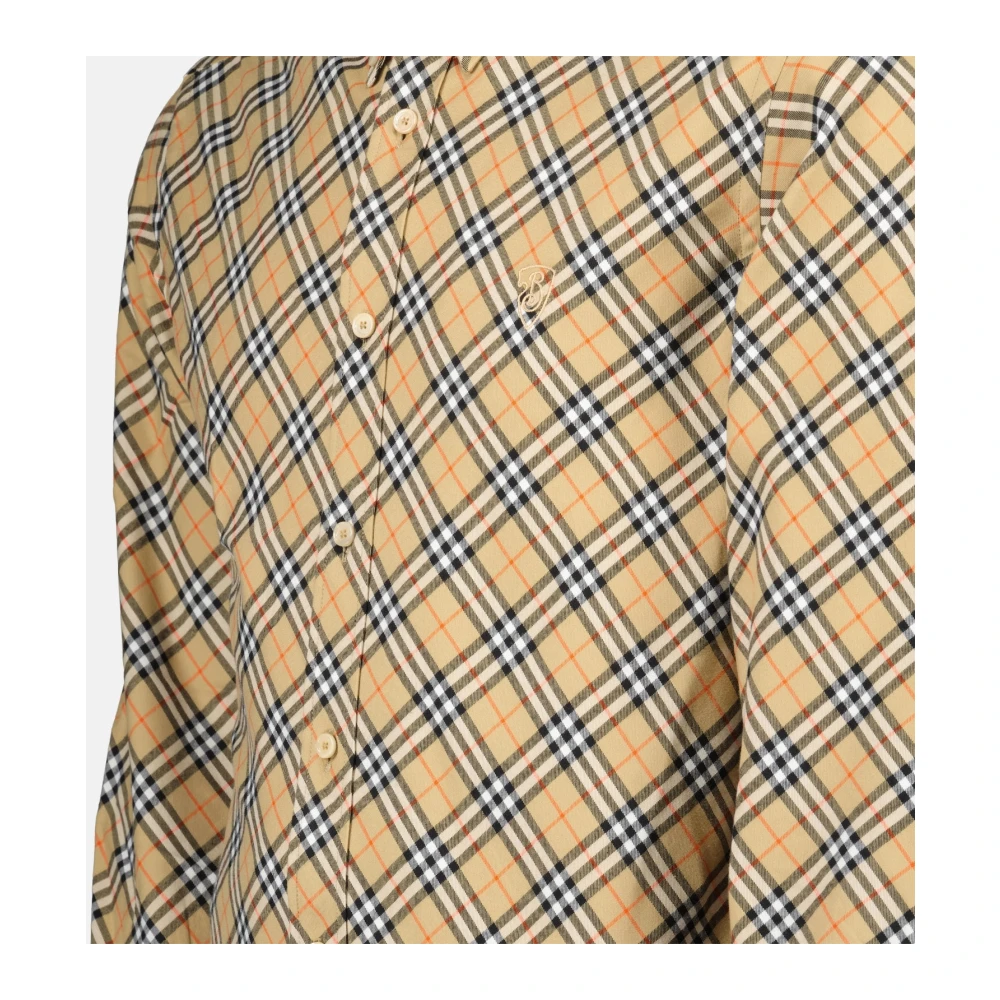 Burberry Vintage Geruite Overhemd voor Mannen Beige Heren