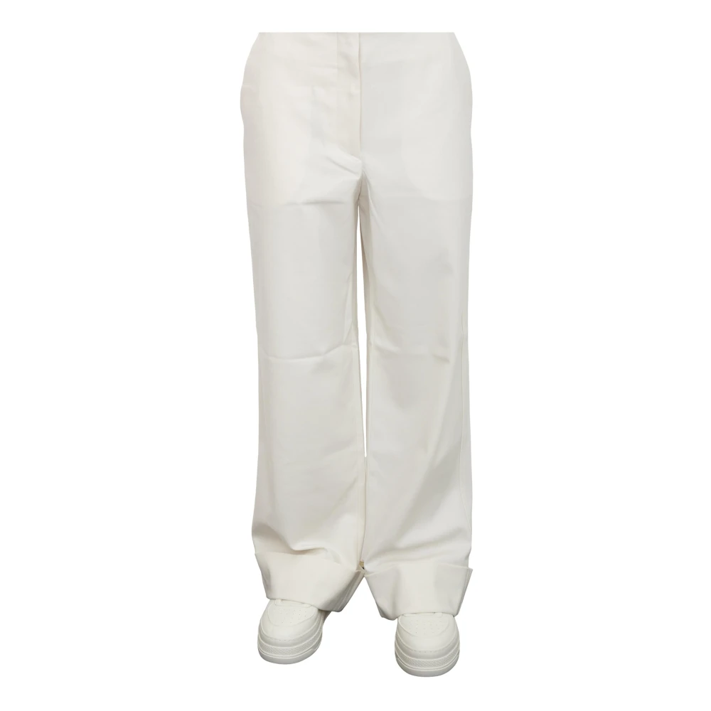 Armani Exchange Women's White Wide Trousers, S, Trousers Avorio