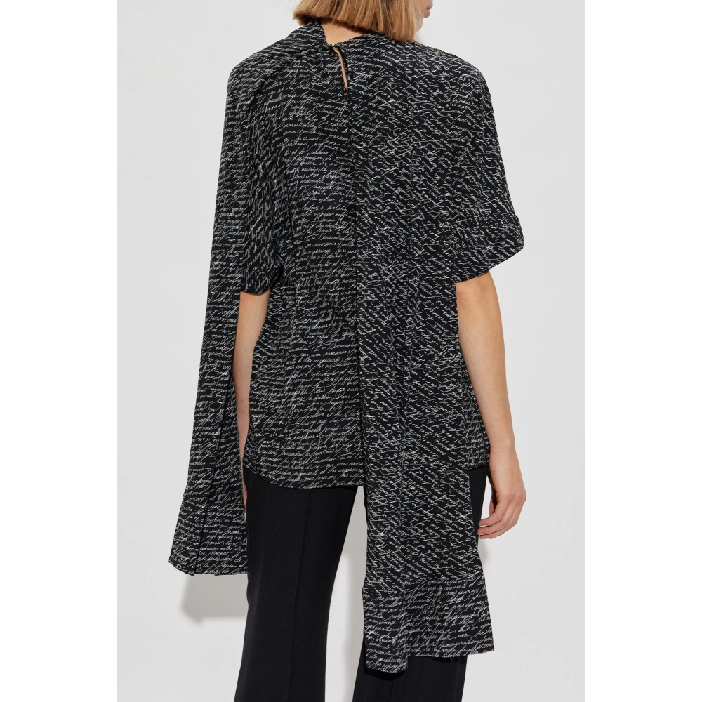 Balmain Zijden top met monogram Black Dames