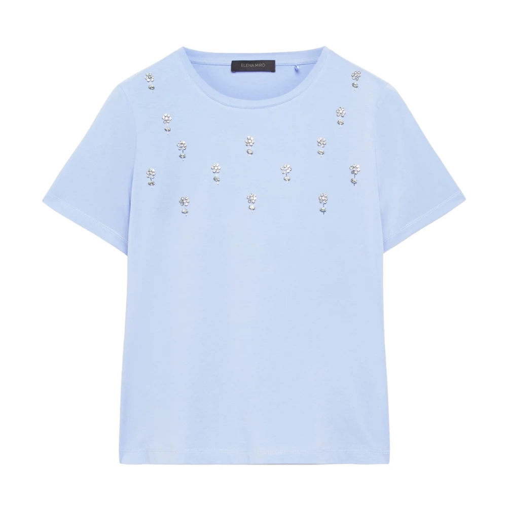 Elena Mirò Bloemen geborduurd T-shirt Blue Dames