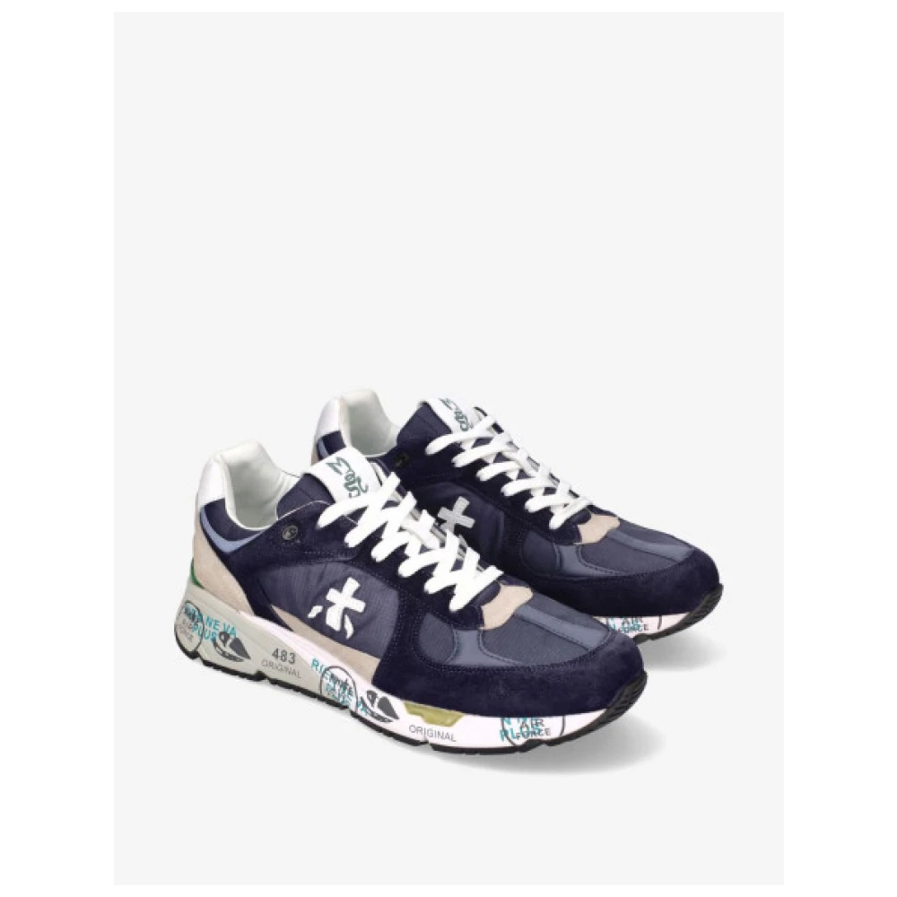 Premiata Mase Sneakers in Gemengde Texturen Blue Heren