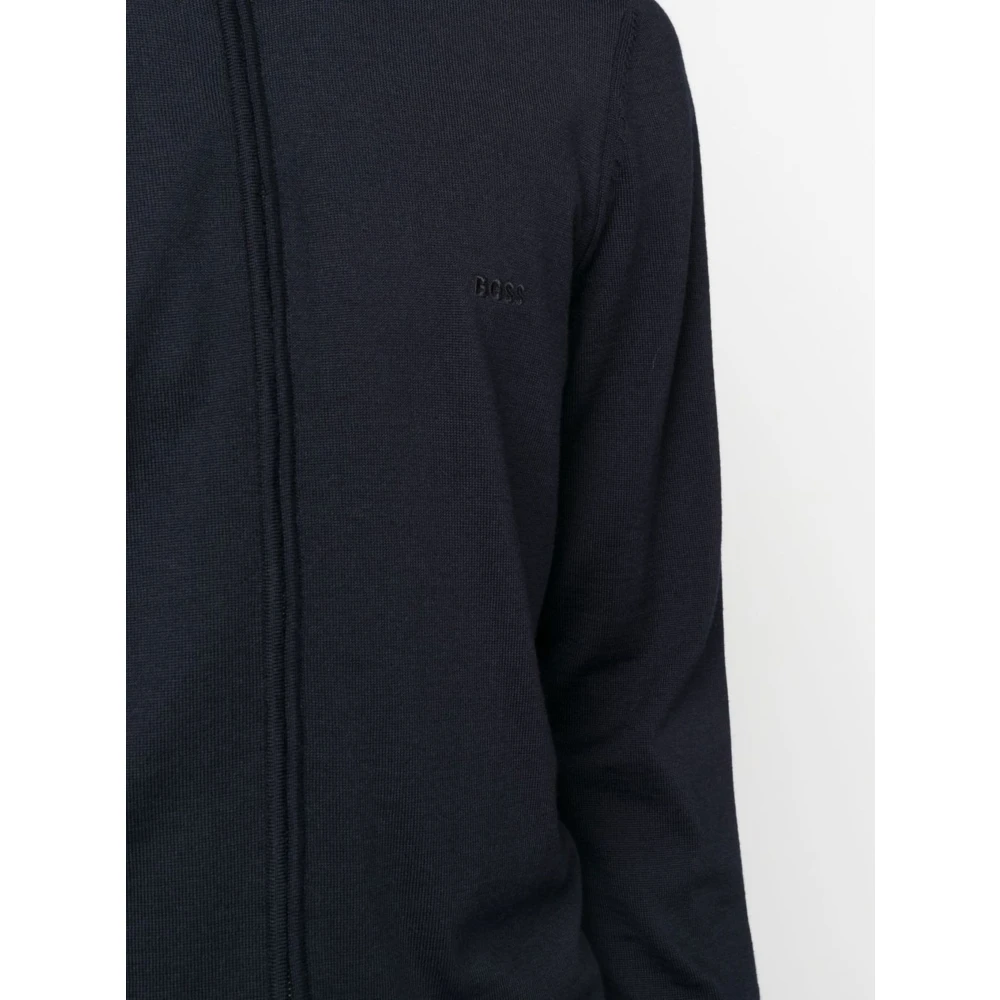 Hugo Boss Wollen Vest met Volledige Ritssluiting Blue Heren