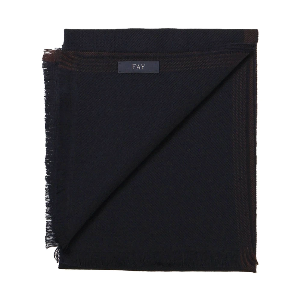 Fay Zwart Wol Fringed Sjaal Black Heren