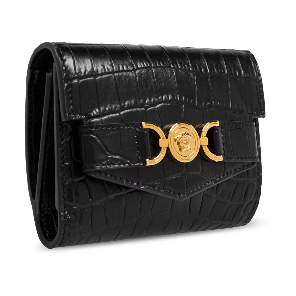 Versace Leren portemonnee Black Dames