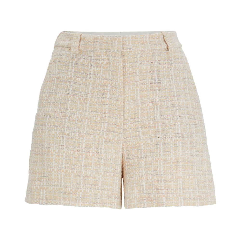 Hugo Boss Hoge Taille Tweed Shorts Beige Dames
