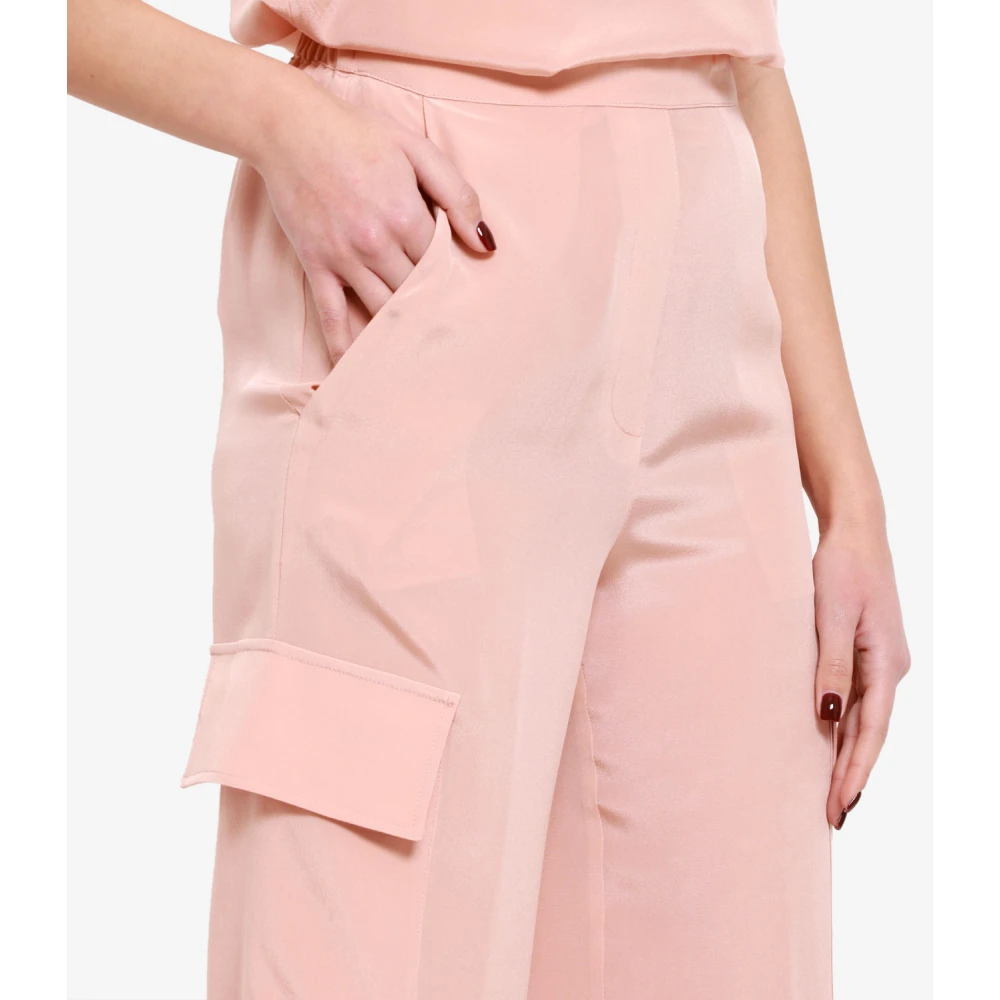 Erika Cavallini Cargo Stijl Roze Zijden Broek Pink Dames