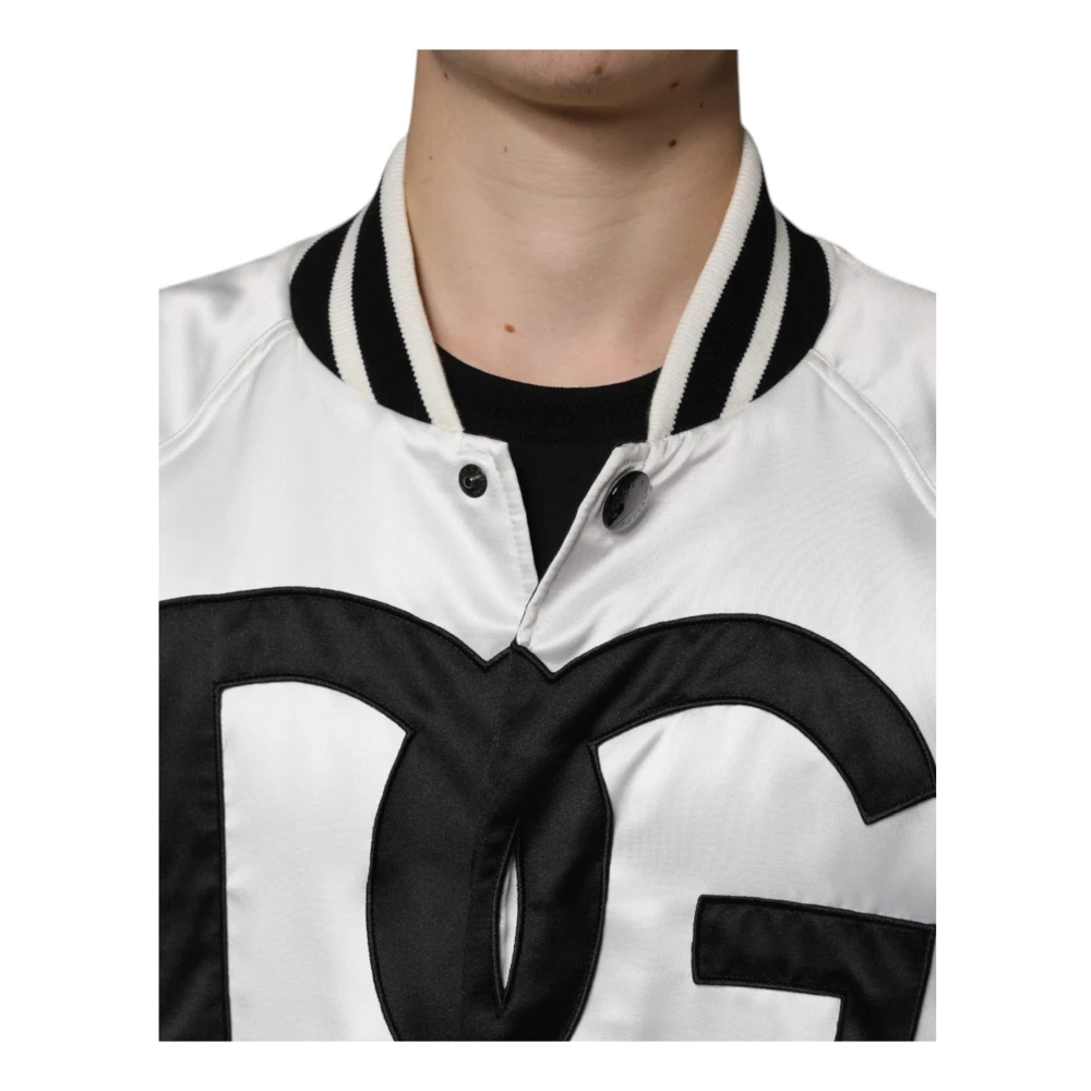 Dolce & Gabbana Metalen Detail Bomberjack in Wit White Heren