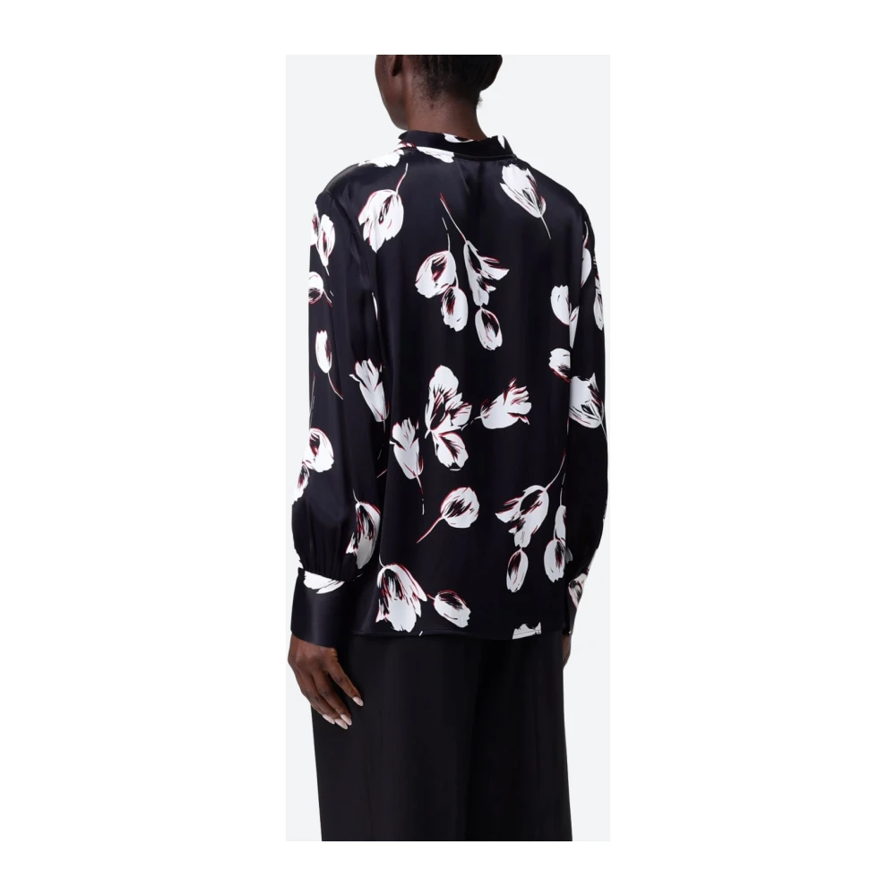 Hugo Boss Bloemen Viscose Tuniek Shirt Black Dames