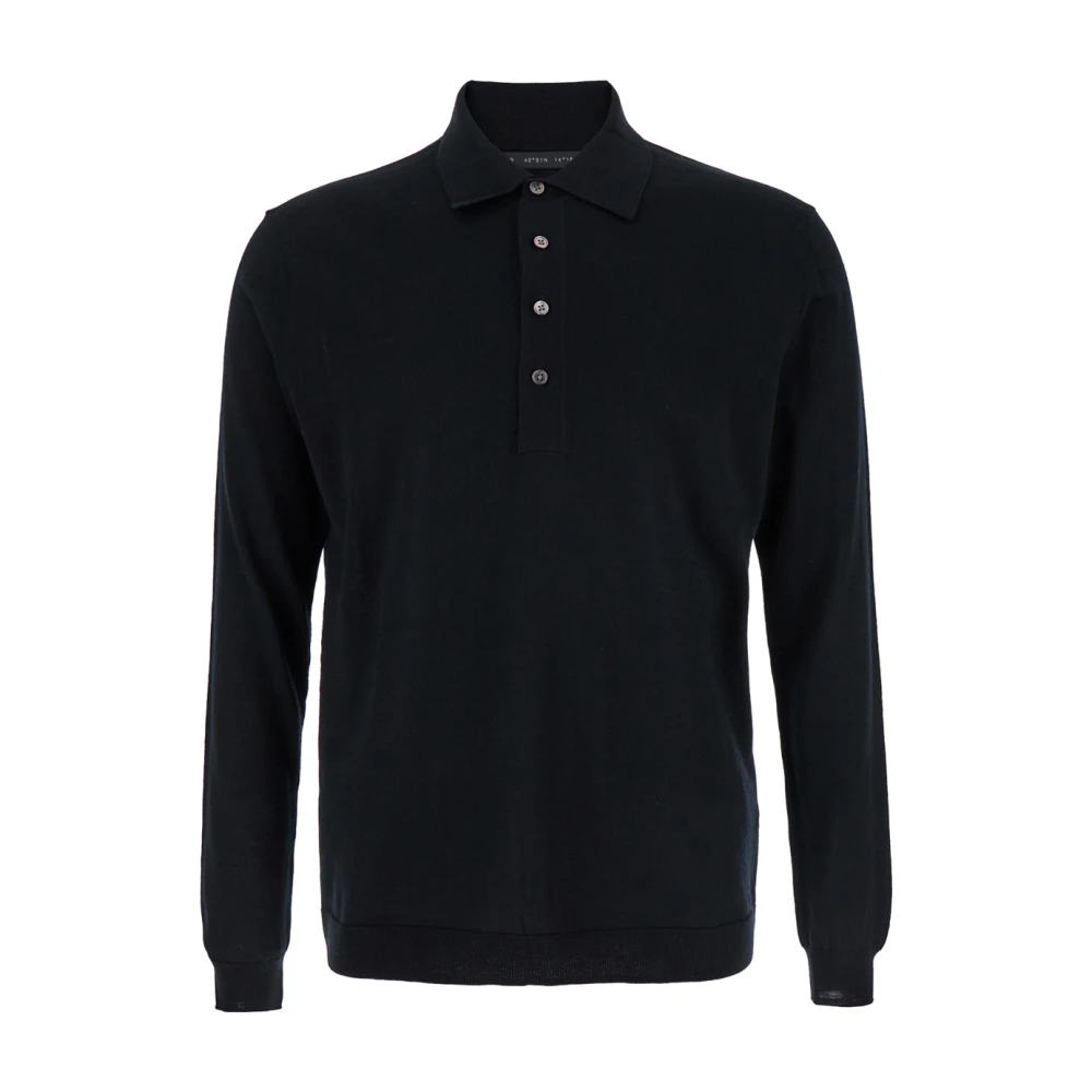 Low Brand Zwarte Sweater Polo Shirt Black Heren