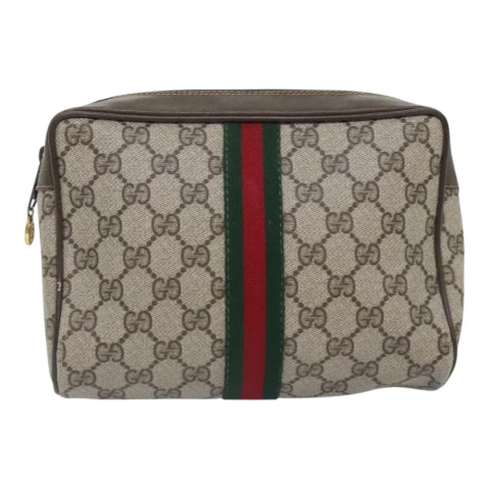 Gucci Vintage Pre-owned Leather clutches Beige Dames
