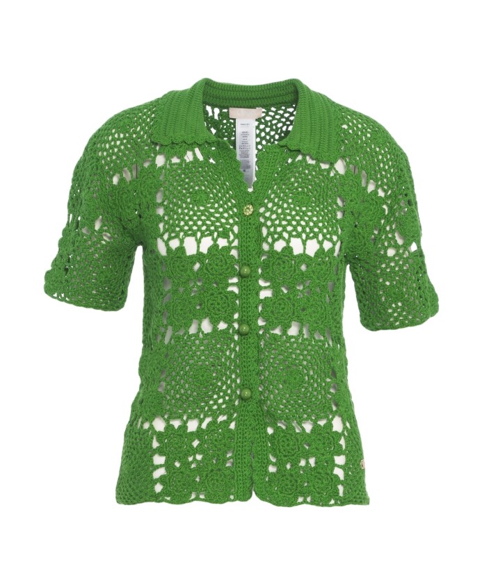 cardigan-en-crochet-vert-a-manches-courtes-en-maille