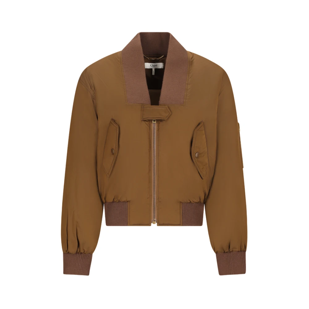 Chloé Women's Brown Nylon Bomber Jacket