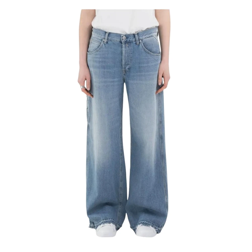 Replay Wijde Pijp Werkbroek Jeans Materiaalsamenstelling Blue Dames