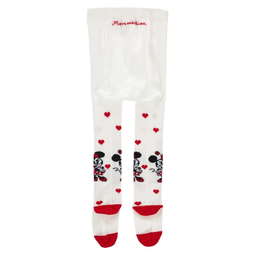 Monnalisa Girls White Kids Socks, 9 M, Minnie Mouse Tights For Baby