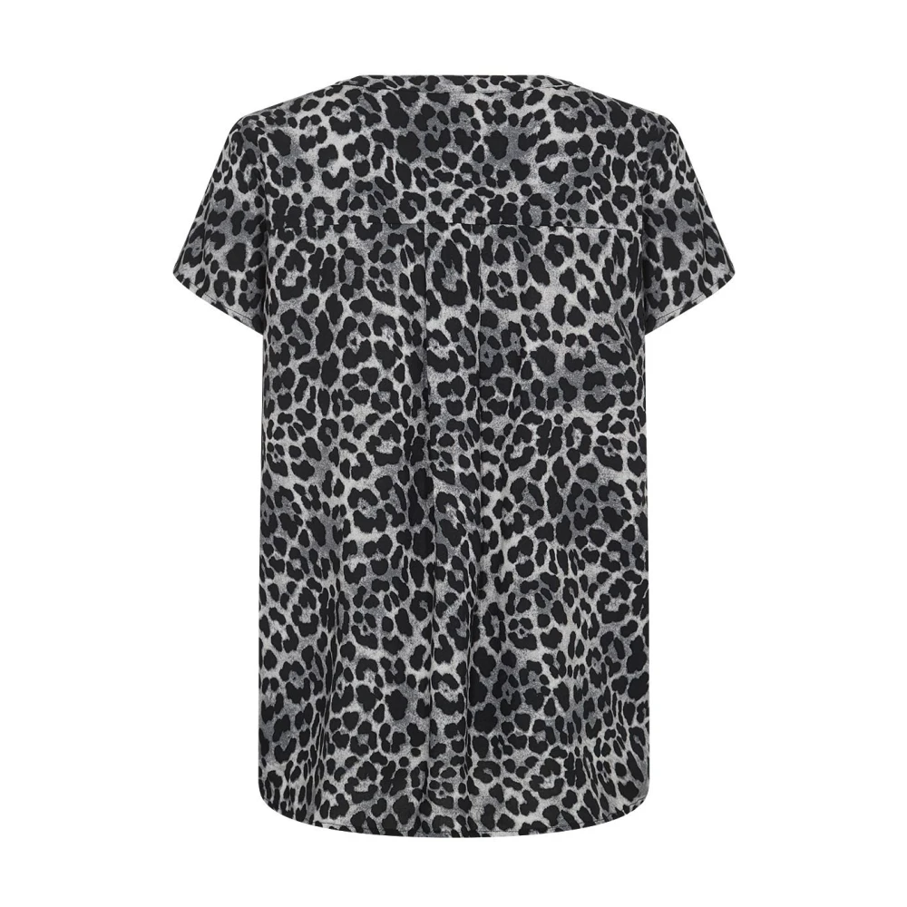 Soyaconcept Luipaardprint V-hals Shirt Black Dames