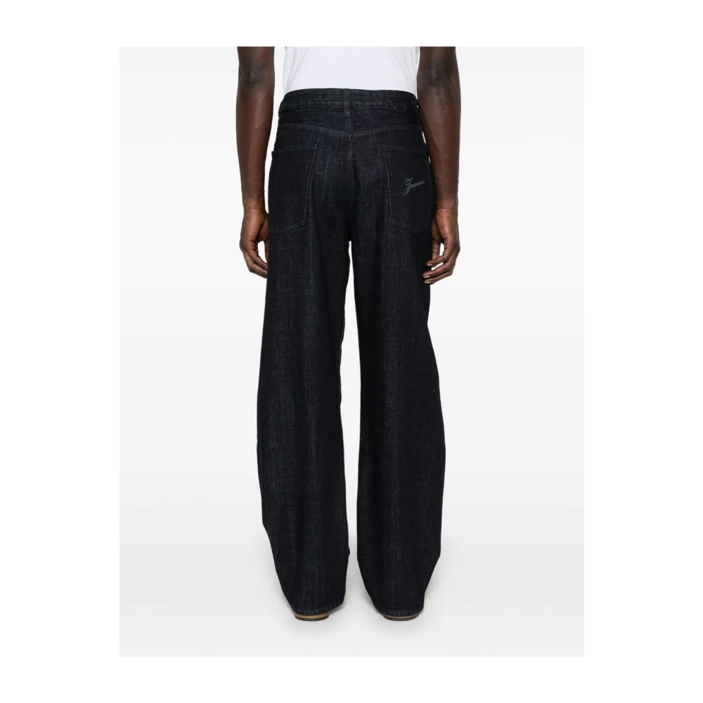 Jacquemus Indigo Blauw Geborduurde Jeans Blue Heren