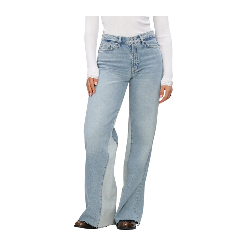 7 For All Mankind Women's Blue Loose Fit Jeans, W25, Panel Lotta Seabreeze Wide Jeans
