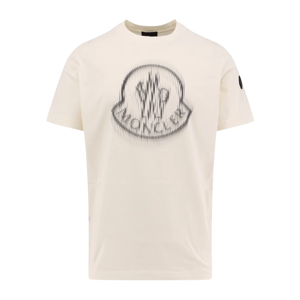 Moncler Logo Katoenen T-shirt met Ronde hals White Heren