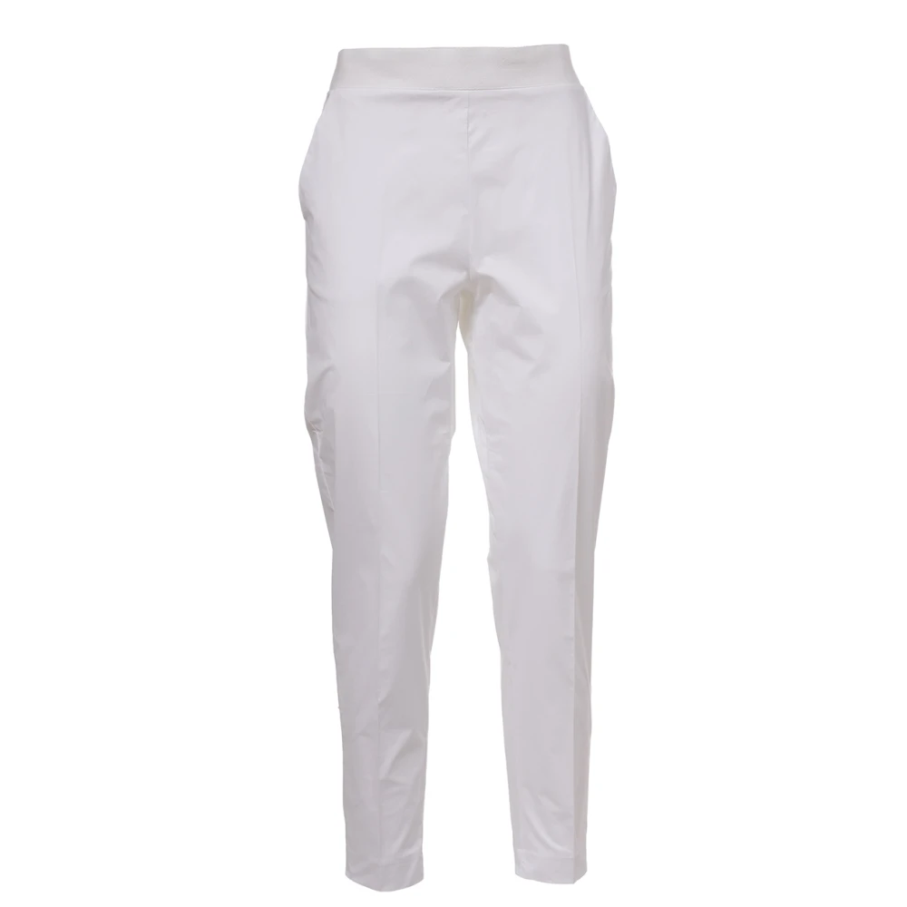 Le Tricot Perugia Katoenen broek met elastische taille White Dames