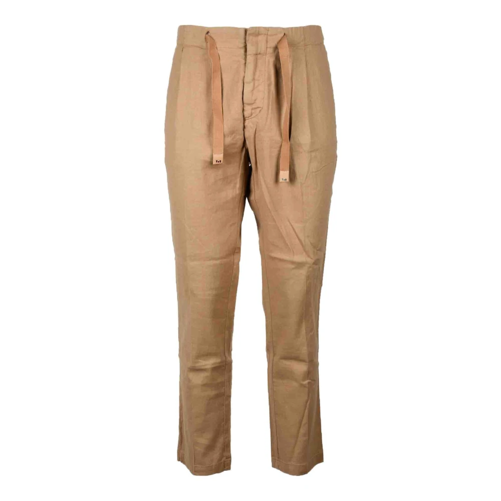 Entre amis Linnen Katoenmix Casual Broek Brown Heren