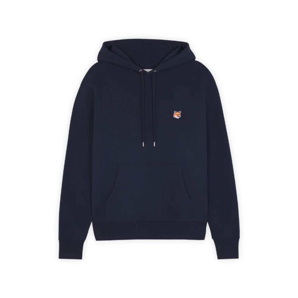 Maison Kitsuné Katoenen Hoodie met Klein Contrastlogo Blue Heren