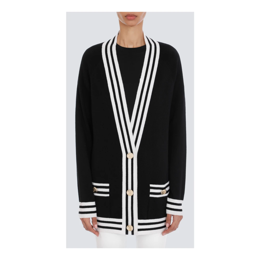 Balmain Wol en kasjmier vest Black Dames
