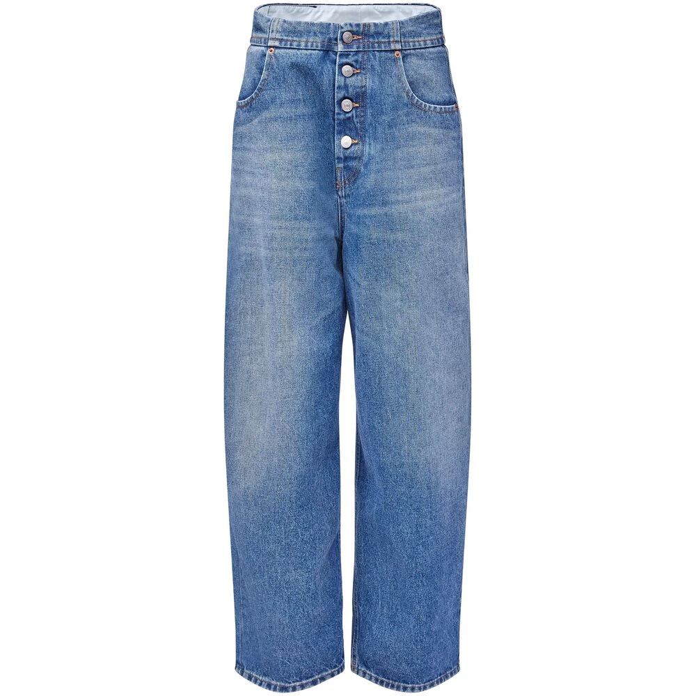 MM6 Maison Margiela Blue Denim Button Fly Jeans Blue Dames