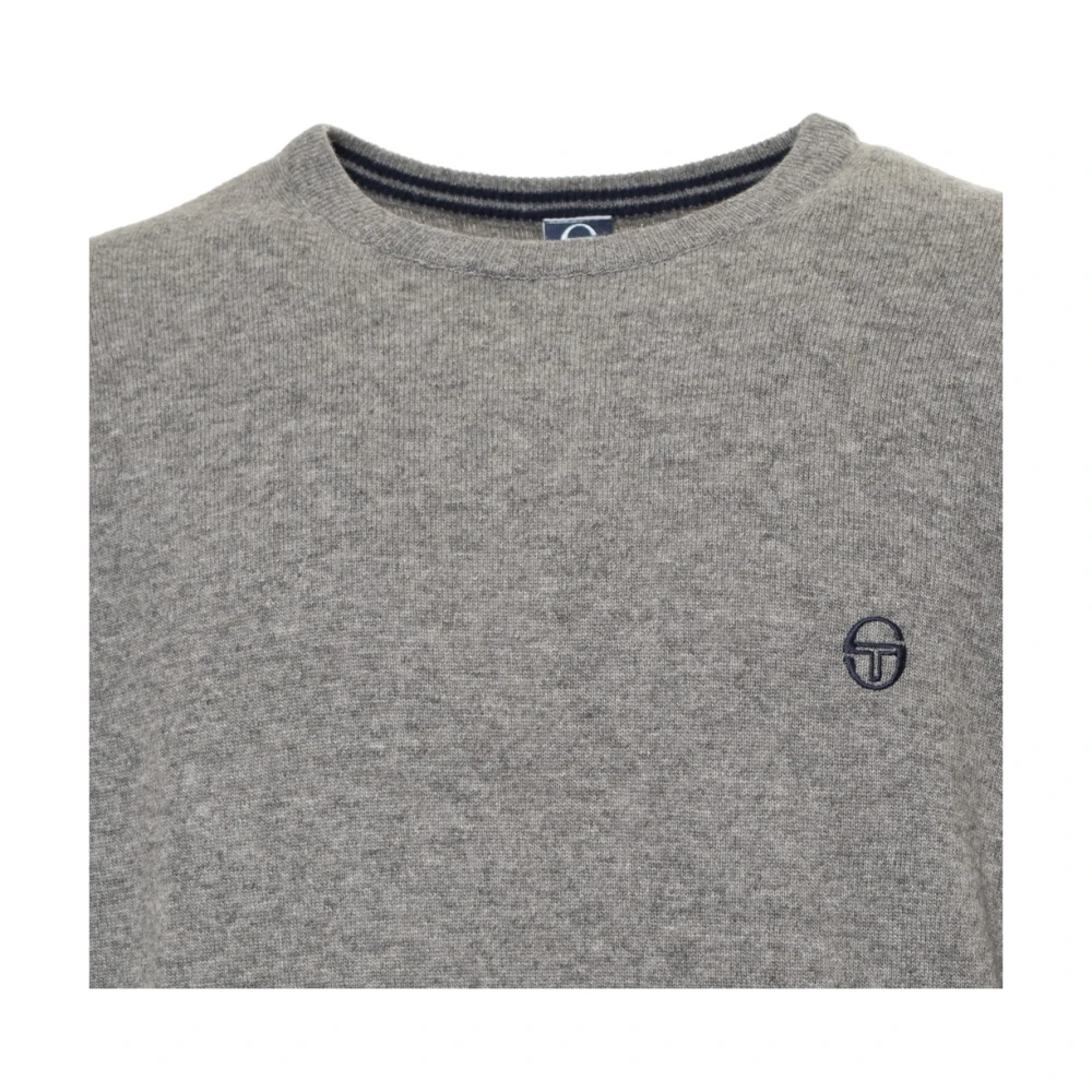 Sergio Tacchini Solide ronde hals kasjmier wolmix trui met zichtbaar logo Gray Heren