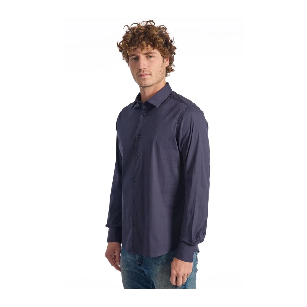 Baldinini Blauw Katoenen Slim Fit Overhemd Blue Heren