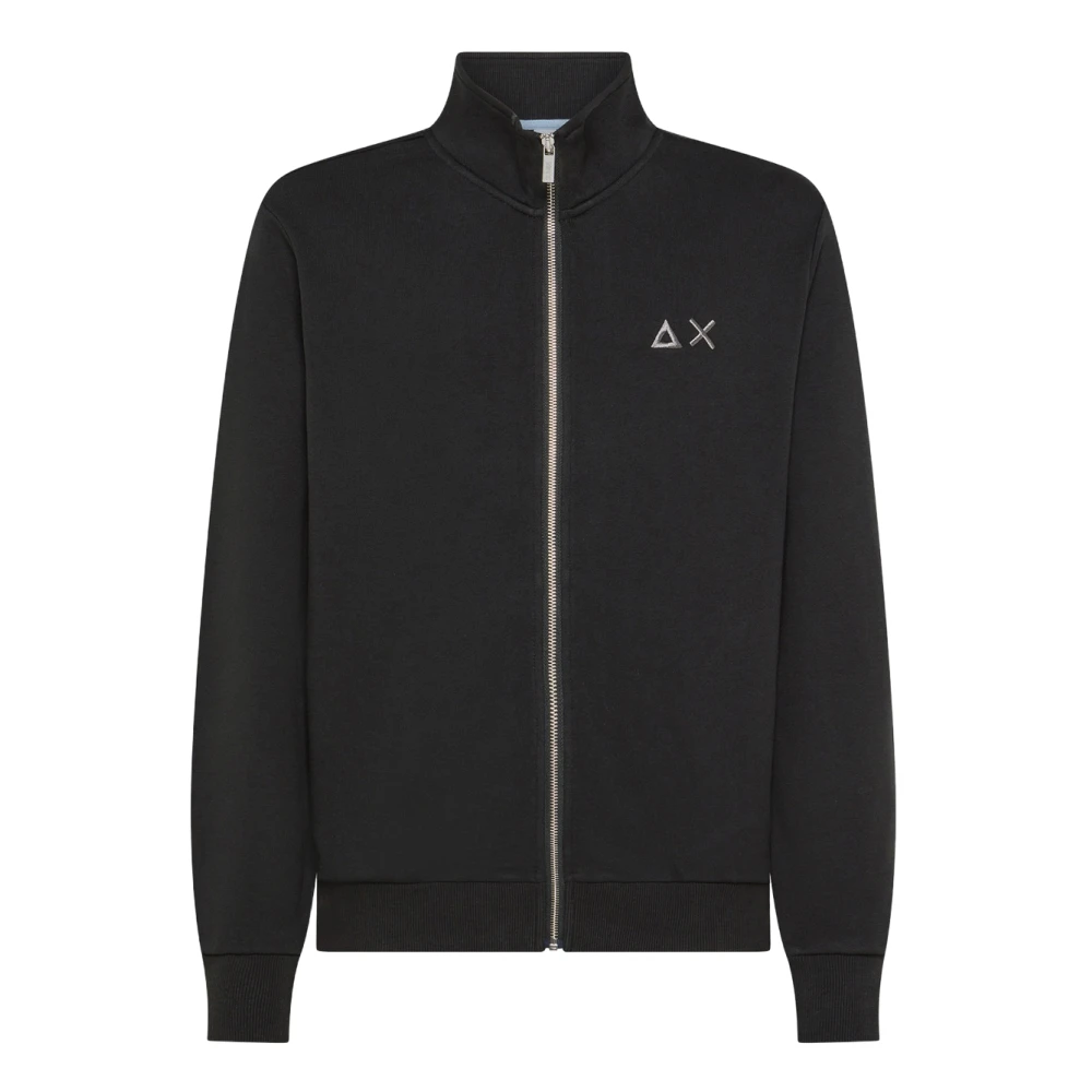 Sun68 Men's Black Zip Cotton Jumper