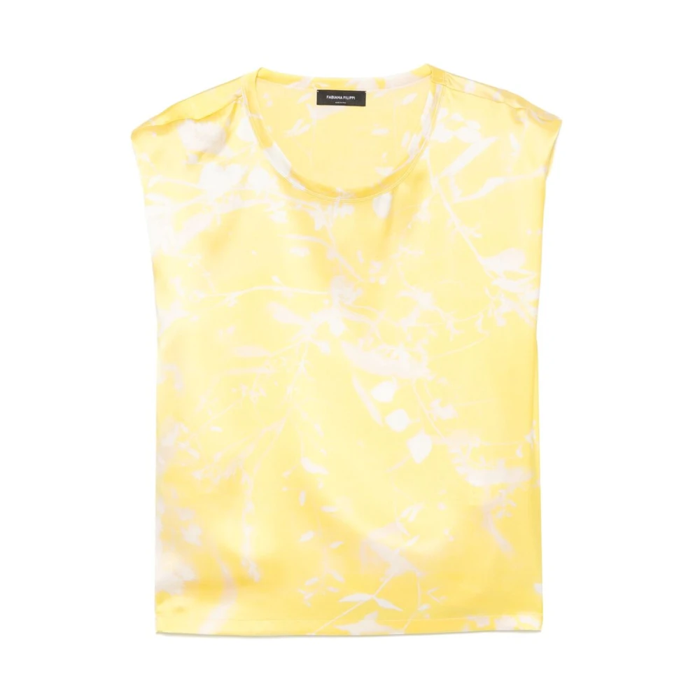 Fabiana Filippi Jasmijn Geel Bladprint Boothals Multicolor Dames