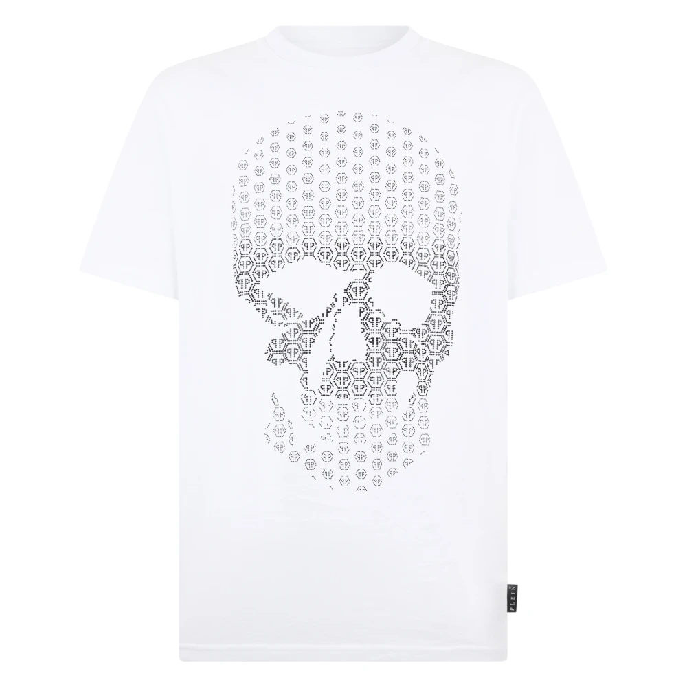 Philipp Plein Men's White T-Shirts, Xl, Round Neck T-Shirt Skull Strass