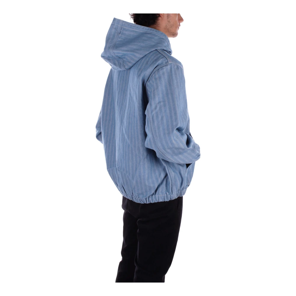Carhartt WIP Denim Hooded Jas Logo Rits Zakken Blue Heren