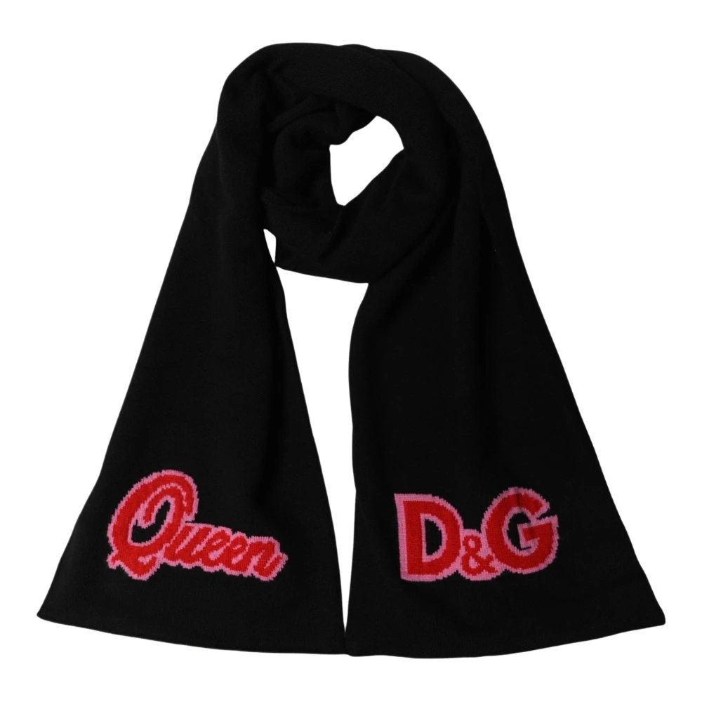 Dolce & Gabbana Black D&G Queen Cashmere Knitted Shawl Scarf - Image 2