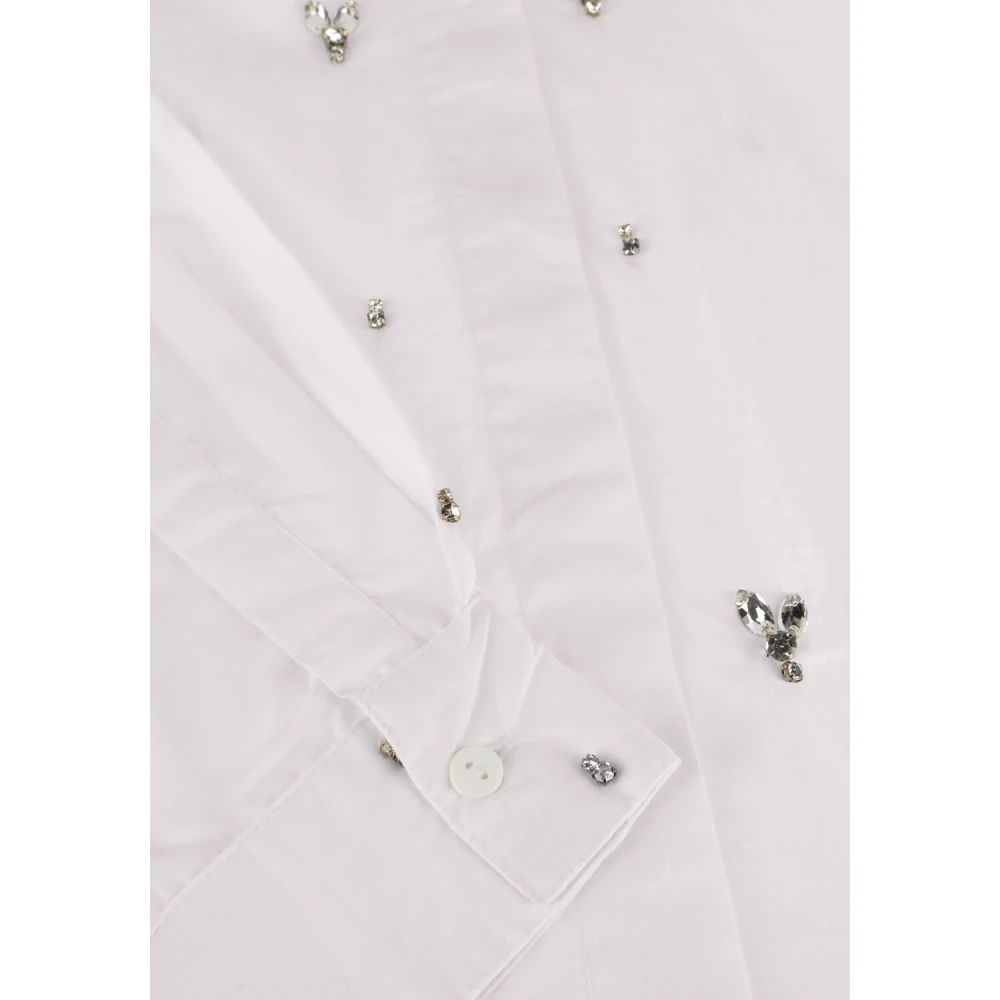 Copenhagen Muse Elegante Cmvatan-Shirt Blouse met Zilveren Steentjes White Dames