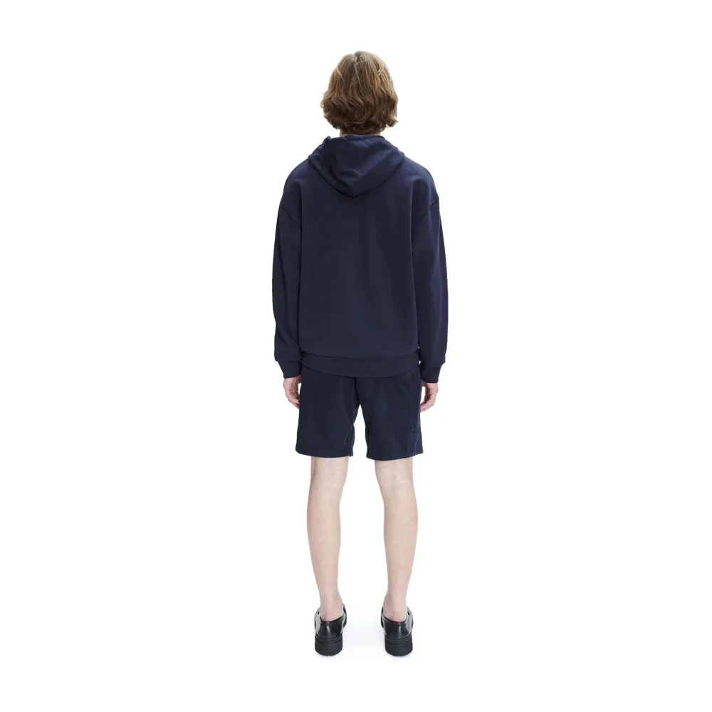 A.p.c. Logo Flocked Hoodie Blue Heren
