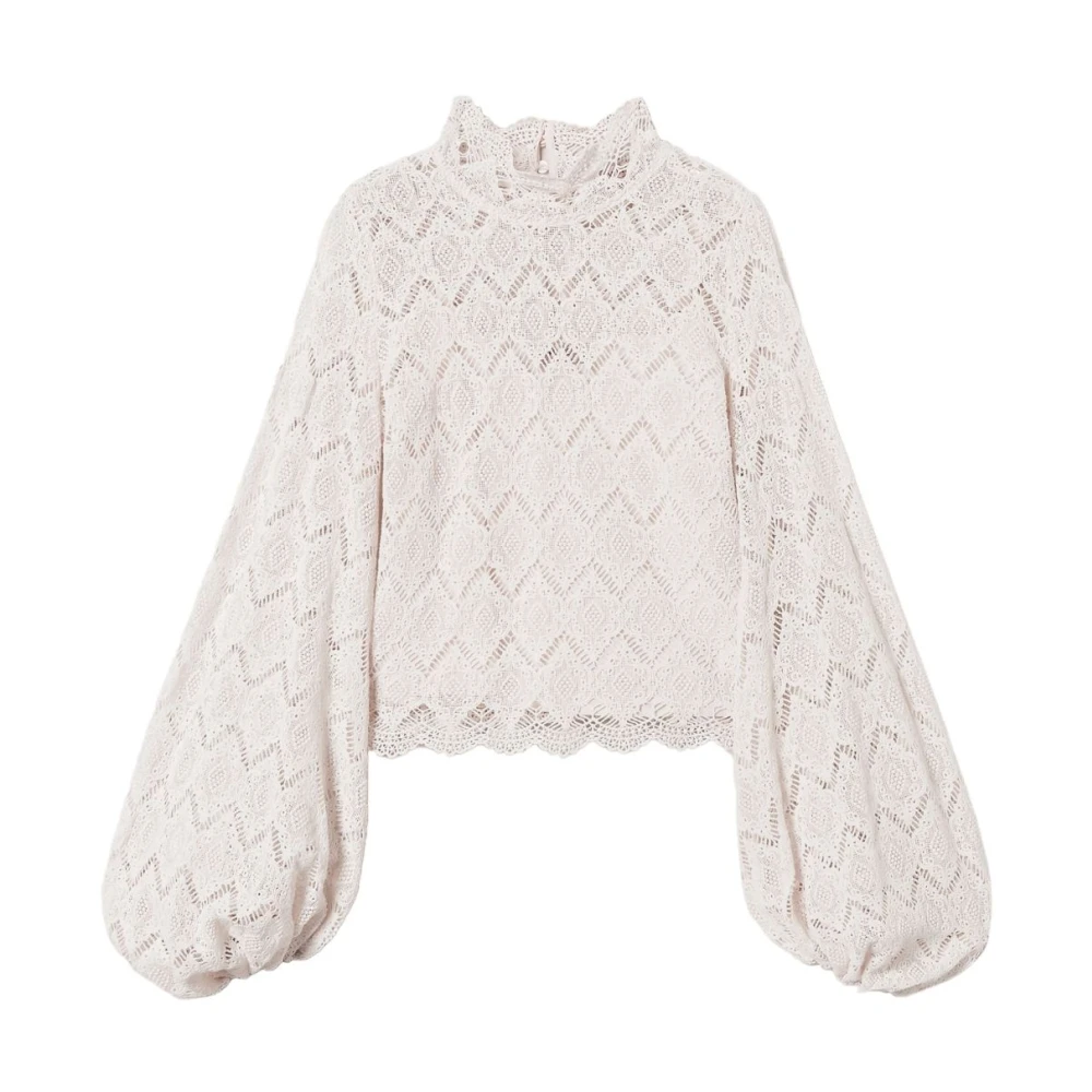 Twinset Beige Kant Blouse Stijlvolle Sweater Beige Dames